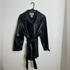 Vintage Belted Faux Leather Jacket Sz XL